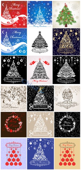 精美圣诞树背景矢量素材